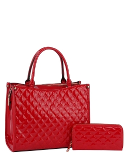 Glossy Quilted 2-in-1 Satchel QFS0046W RED